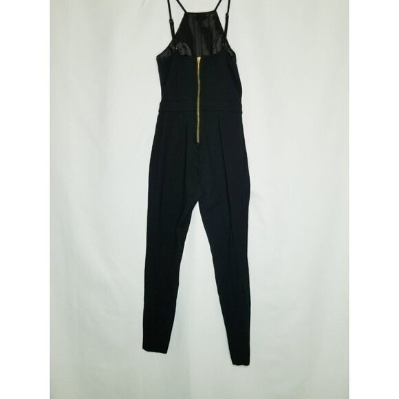 guess jumpsuit women Black Small tight bodycon form fitting sleeveless gold zip‎ - Picture 6 of 16